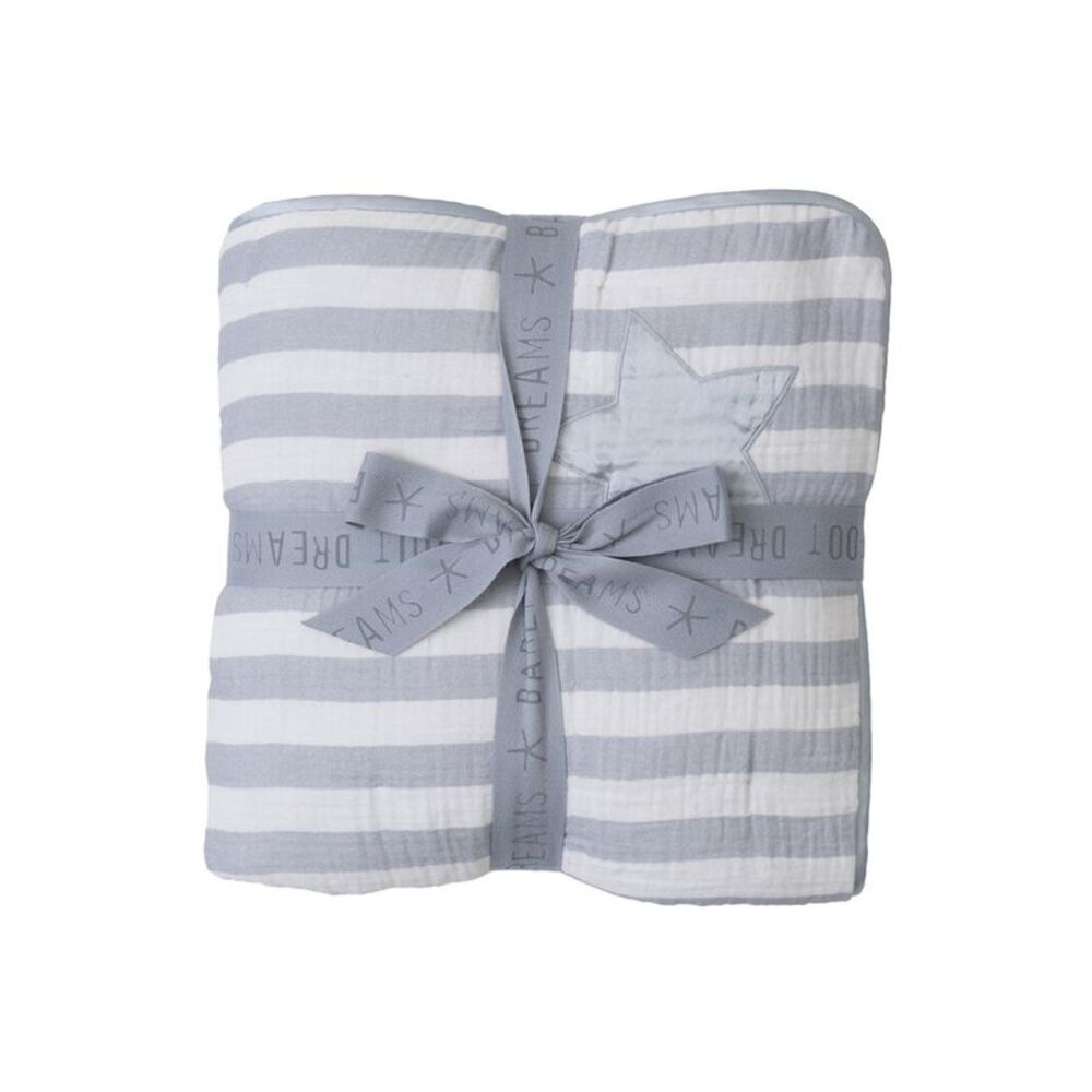 Barefoot Dreams Girls Organic Cotton Double Cloth Stripe Blanket, Blue